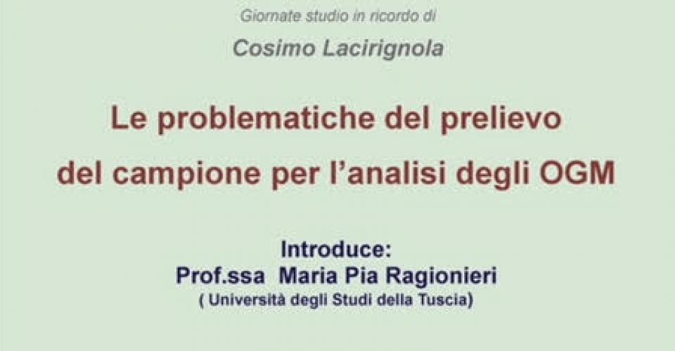 Filiera analitica per l'analisi degli OGM (1), introduce la Prof.ssa Maria Pia Ragionieri