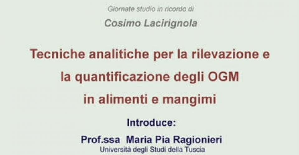 Filiera analitica per l'analisi degli OGM (2), introduce la Prof.ssa Maria Pia Ragionieri